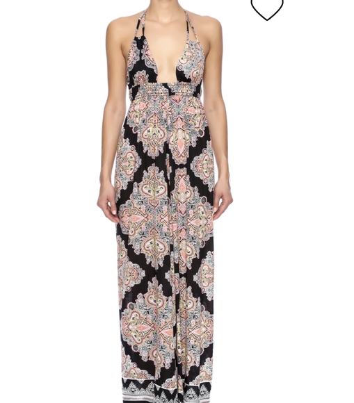 NWT En Creme Boho Flowy Paisley Print Maxi Dress With Spaghetti Straps - Picture 7 of 16